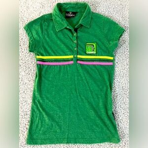 Vintage Guinness Brand Ladies Green Polo Shirt Size 10-12 Juniors